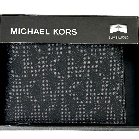 Michael Kors Men’s Slim Billfold Signature Wallet Black Jet Set Mens 86F2SMNF5B - Picture 15 of 16